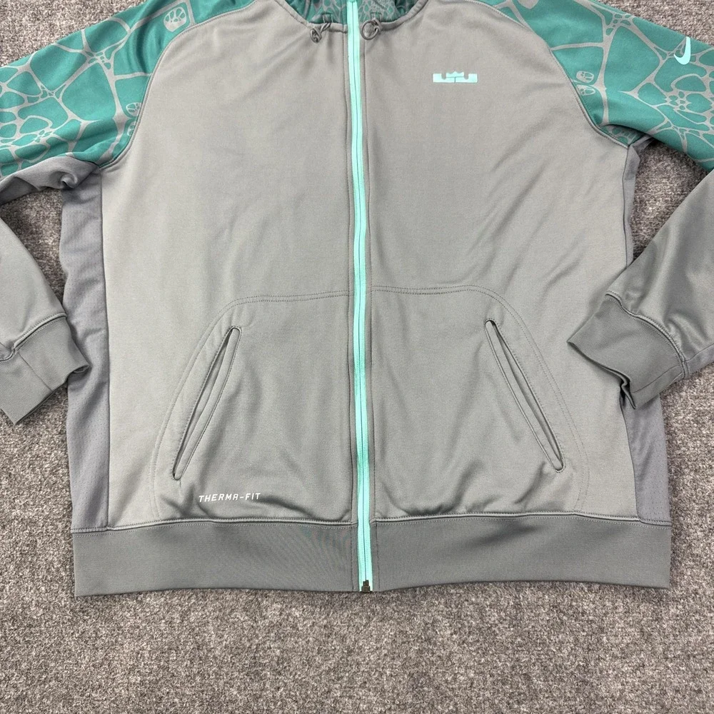 Nike Lebron Hero Premium Hoodie Mens XL Gray Zip Fleece Sweatshirt Therma-FIT‎